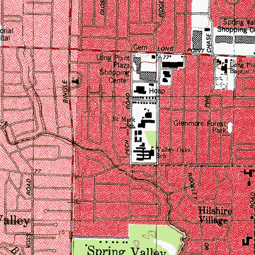 Topographic Map of Spring Branch Rehabilitation Center, TX