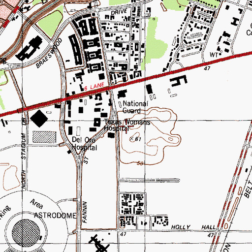 Topographic Map of The University of Texas Health Science Center, TX