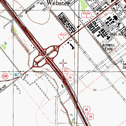 Topographic Map of Bayway Village Shopping Center, TX