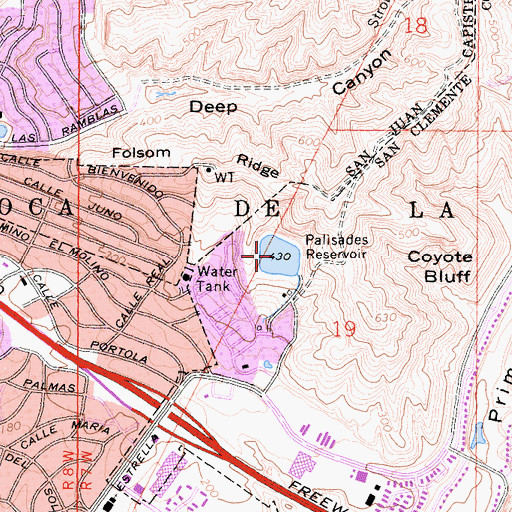 Topographic Map of Palisades Reservoir, CA