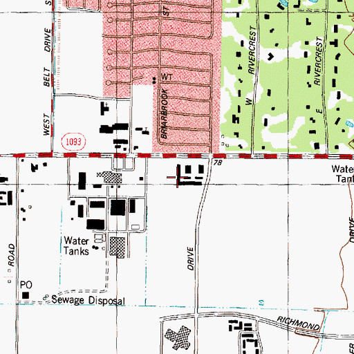 Topographic Map of Carillion Shopping Center, TX