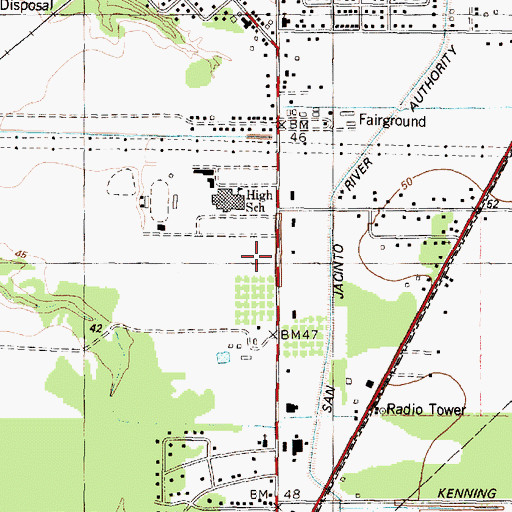 Topographic Map of Crosby Plaza Shopping Center, TX