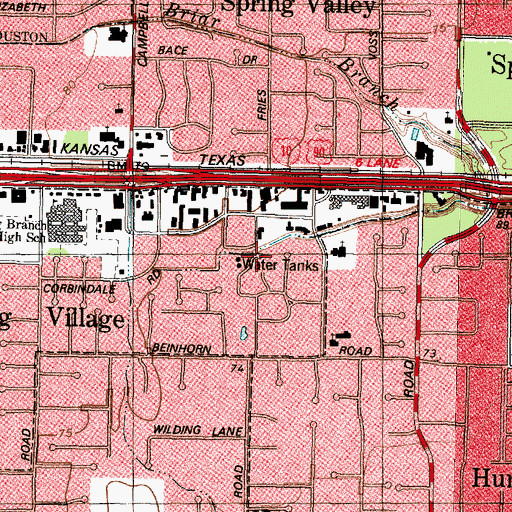 Topographic Map of Spring Branch Presbyterian Church, TX