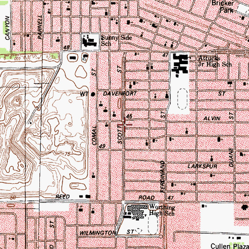 Topographic Map of Tabernacle of Faith Church, TX
