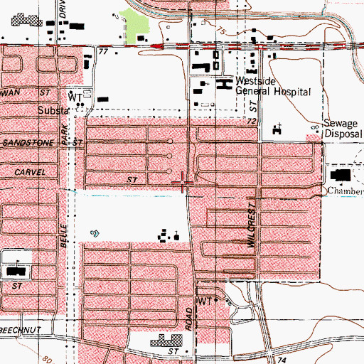 Topographic Map of Thien An Presbyterian Church, TX