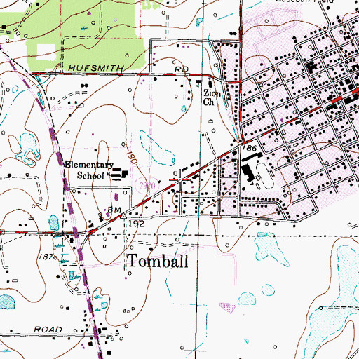 Topographic Map of Tomball Assembly of God Church, TX