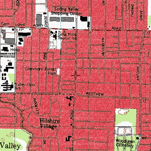 Topographic Map of Unitarian Fellowship of Houston, TX