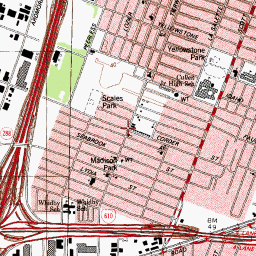 Topographic Map of Unity in God Missionary Baptist Church, TX