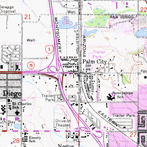 Topographic Map of Palm City, CA