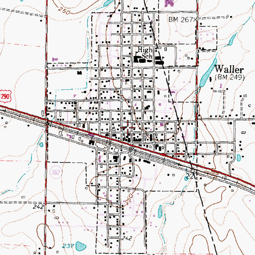 Topographic Map of Waller Baptist Church, TX