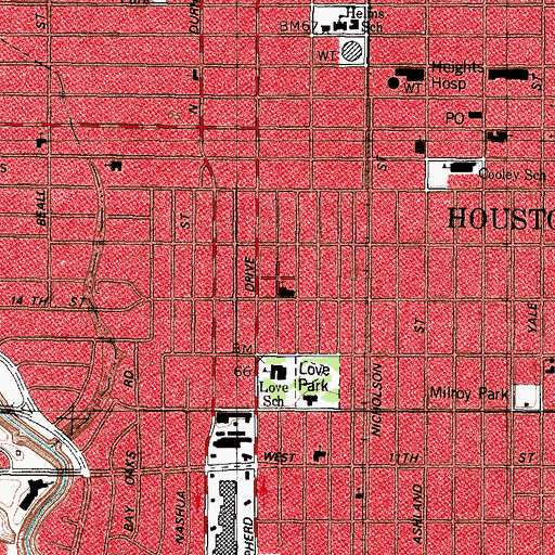 Topographic Map of West Fourteenth Street Baptist Church, TX