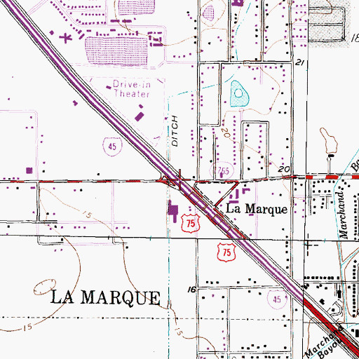 Topographic Map of Interchange 10, TX