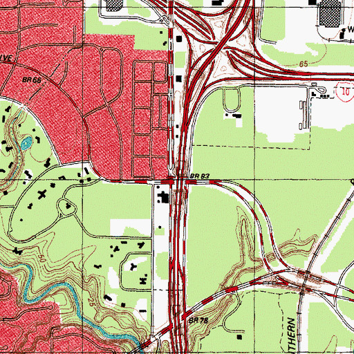 Topographic Map of Interchange 10, TX