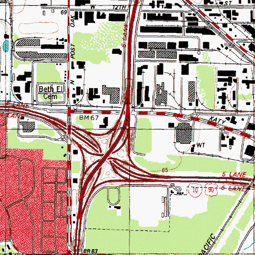 Topographic Map of Interchange 11A, TX