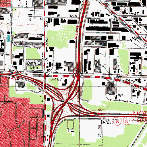 Topographic Map of Interchange 11B, TX