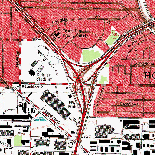 Topographic Map of Interchange 12, TX