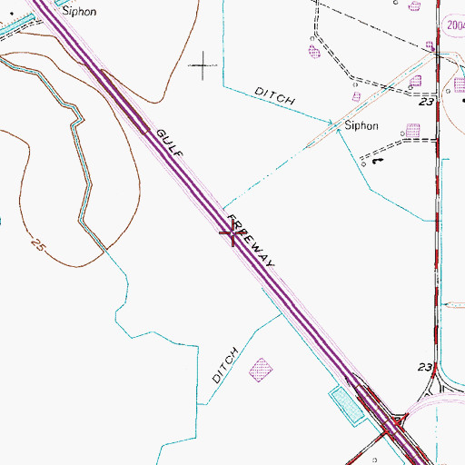 Topographic Map of Interchange 15, TX