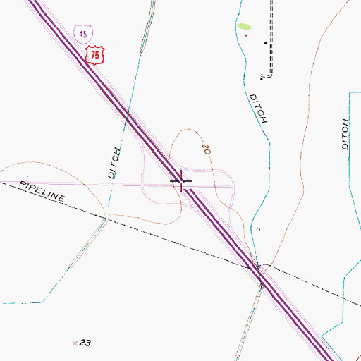 Topographic Map of Interchange 18, TX