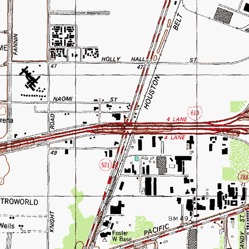Topographic Map of Interchange 1A, TX