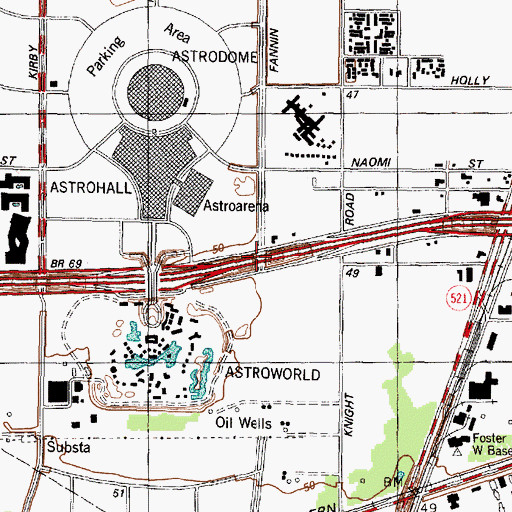 Topographic Map of Interchange 1B, TX