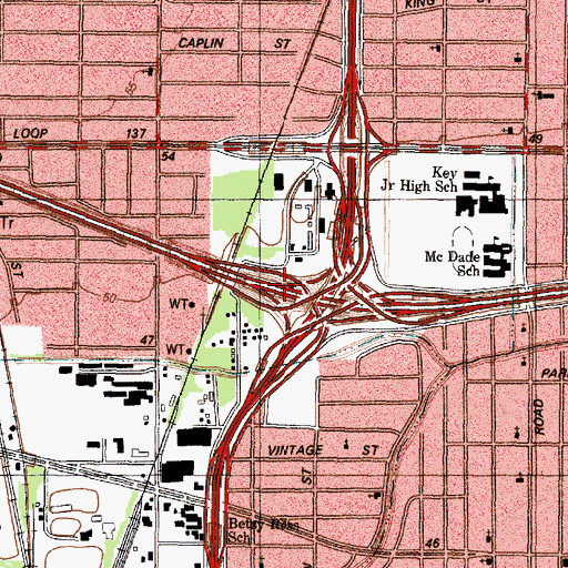 Topographic Map of Interchange 20B, TX