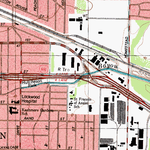 Topographic Map of Interchange 22, TX