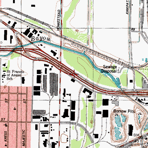 Topographic Map of Interchange 23A, TX