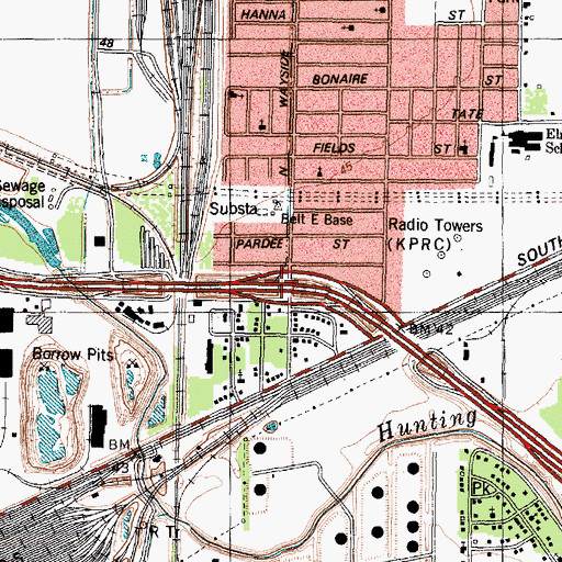 Topographic Map of Interchange 23B, TX