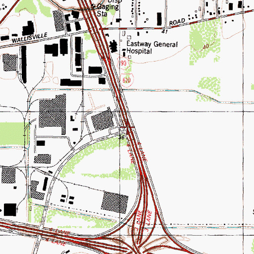 Topographic Map of Interchange 25, TX