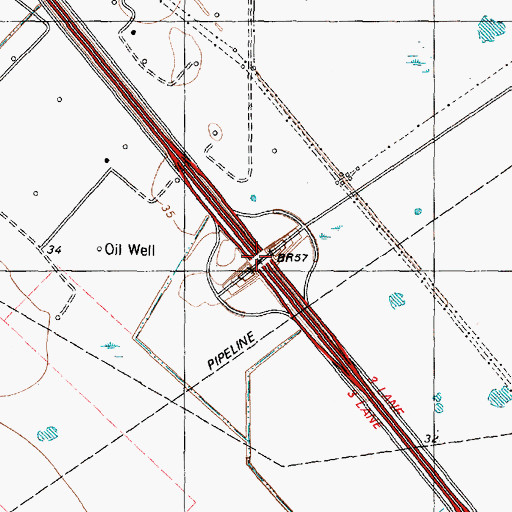 Topographic Map of Interchange 27, TX