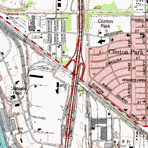 Topographic Map of Interchange 28, TX