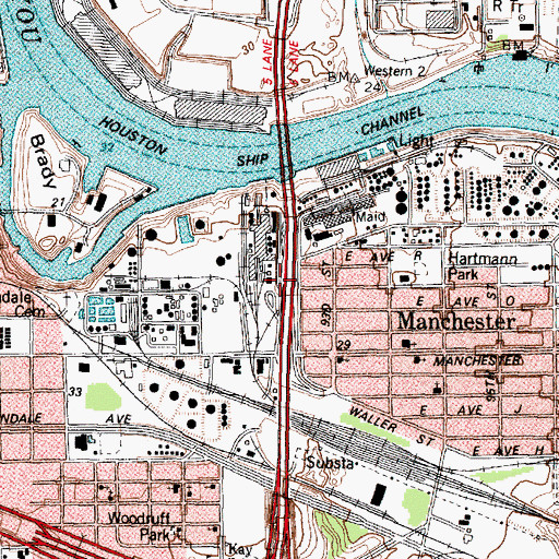 Topographic Map of Interchange 29, TX