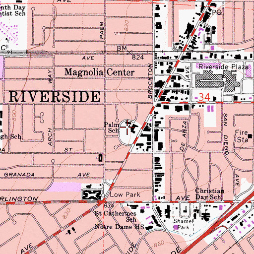 Topographic Map of Adult and Alternative Education School, CA