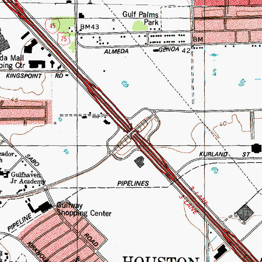 Topographic Map of Interchange 33, TX