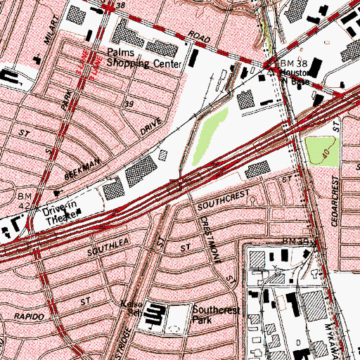 Topographic Map of Interchange 35, TX