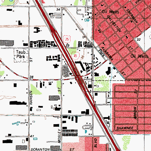 Topographic Map of Interchange 36, TX