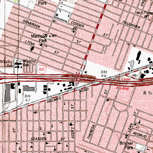 Topographic Map of Interchange 37, TX