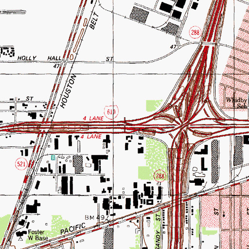 Topographic Map of Interchange 38A, TX