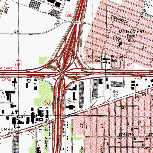 Topographic Map of Interchange 38C, TX