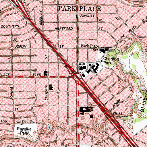 Topographic Map of Interchange 39, TX
