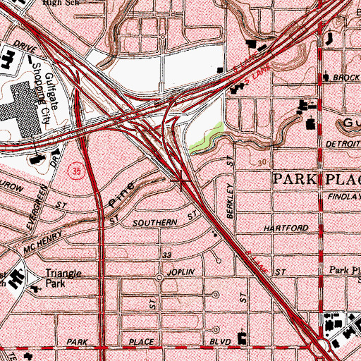 Topographic Map of Interchange 40A, TX