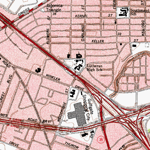 Topographic Map of Interchange 41A, TX