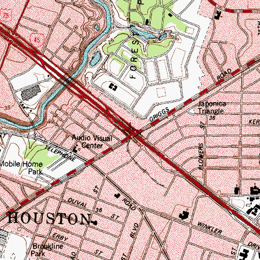 Topographic Map of Interchange 41B, TX