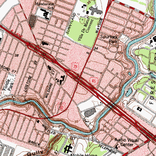 Topographic Map of Interchange 42, TX