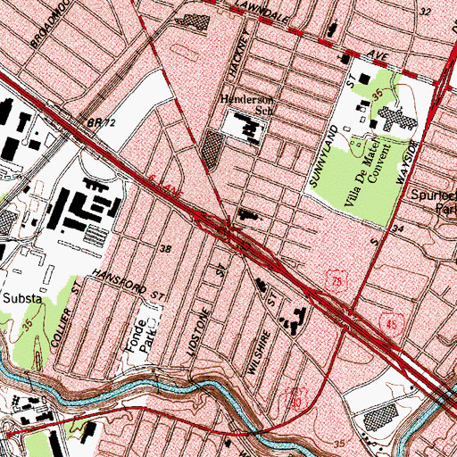 Topographic Map of Interchange 43A, TX
