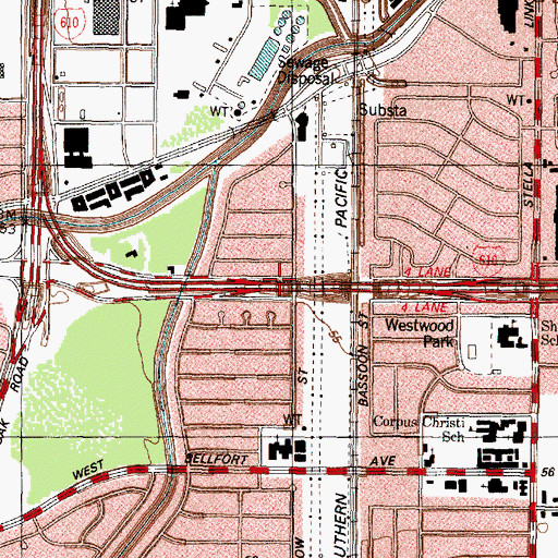 Topographic Map of Interchange 4A, TX