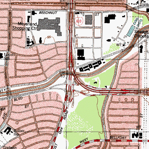 Topographic Map of Interchange 4B, TX