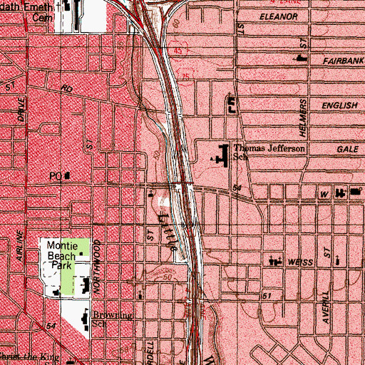 Topographic Map of Interchange 50, TX