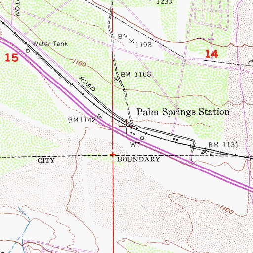 Topographic Map of Palm Springs Station, CA