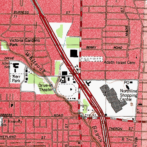 Topographic Map of Interchange 53, TX